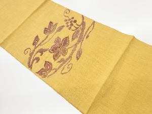 手織り紬唐草模様織出し名古屋帯